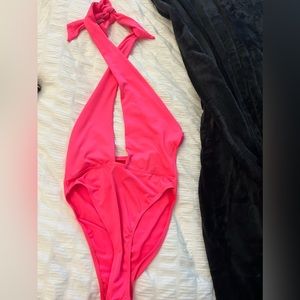 Pink Halter Women Swim One Piece